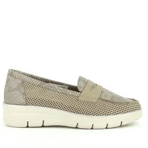 24 Hrs 24471 Taupe Snake Print Loafers