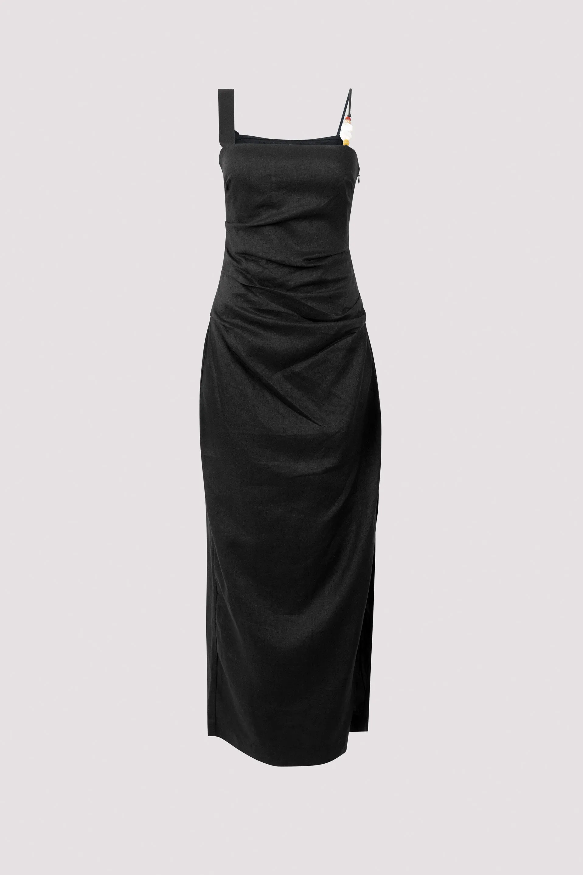 Black Antonia Beaded Midi Dress