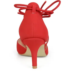 Brinley Co. Womens Pointed Toe Lace-up Ankle Strap Pumps