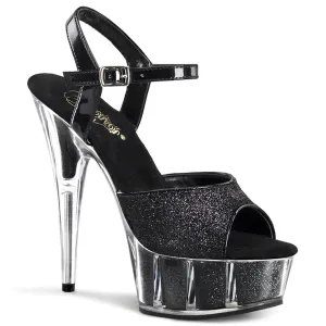 DELIGHT-609-5G Pleaser Black Glitter Sexy Platform Shoes (Pole Dancing Heels)