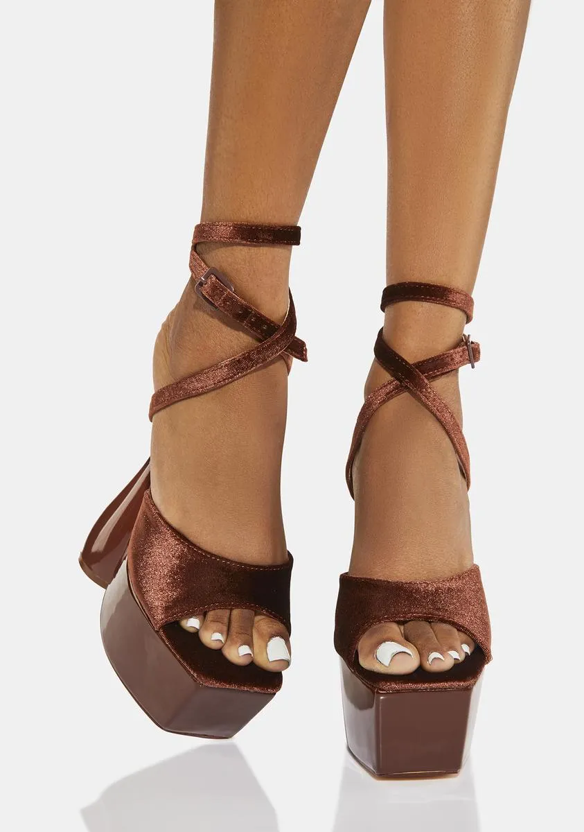 Disco Velvet Lace Up Heels