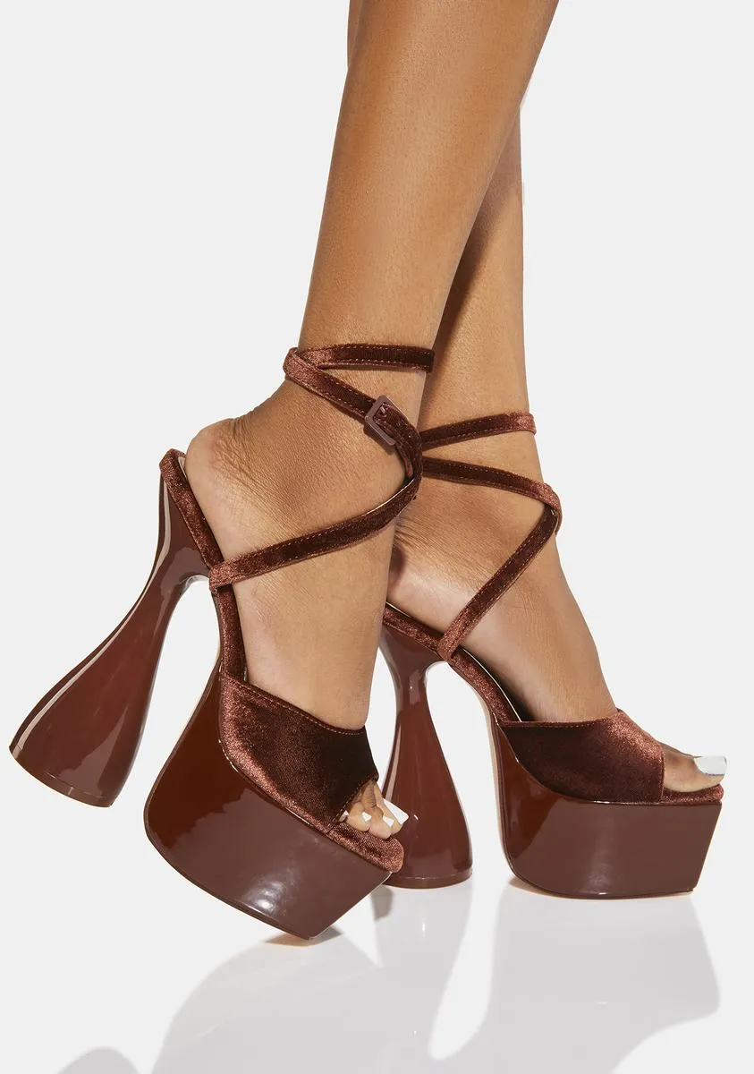 Disco Velvet Lace Up Heels