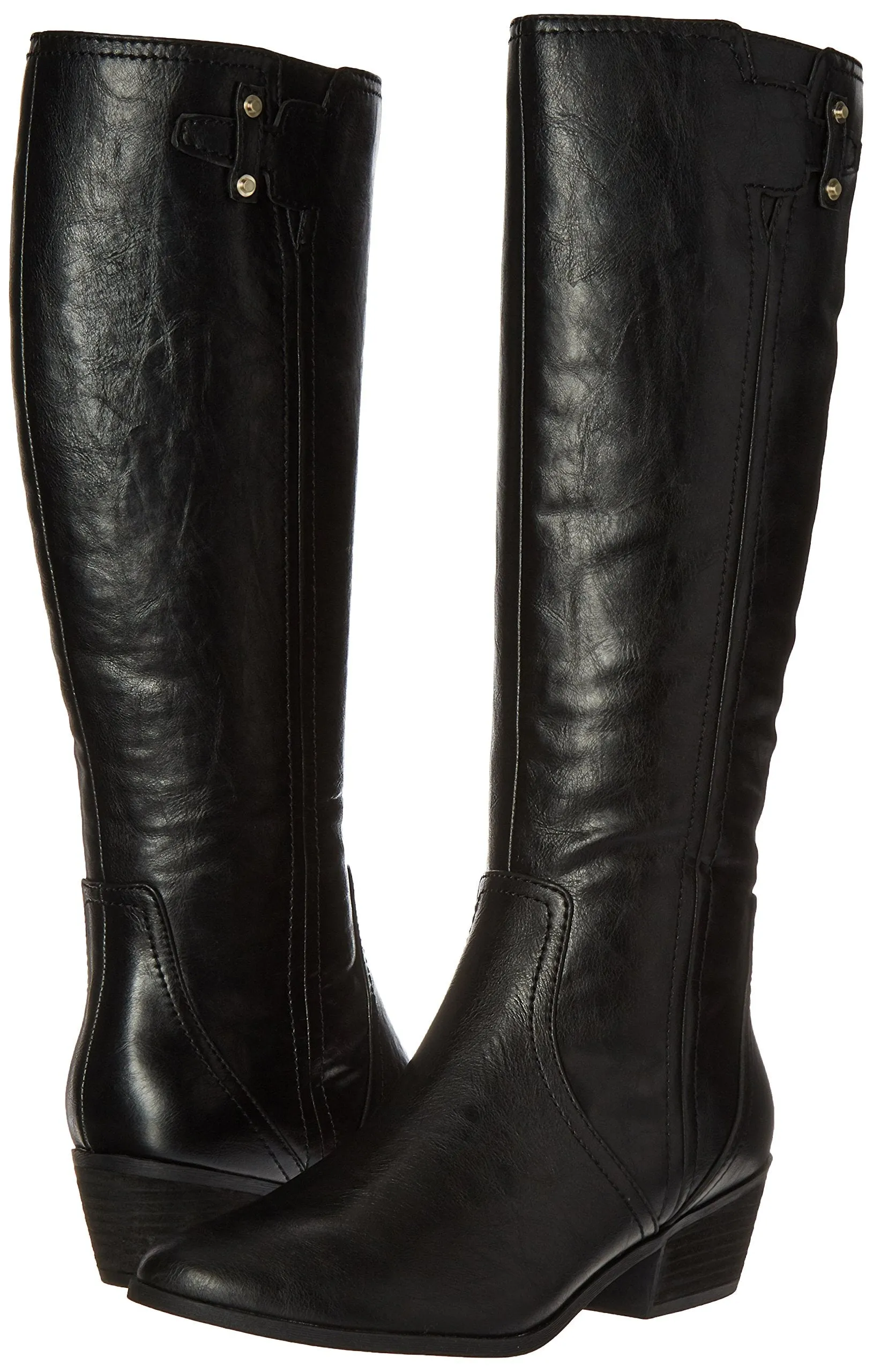 Dr. Scholl's Shoes Brilliance Black Fashion Zip Rounded Toe Mid-Heel Riding Boots