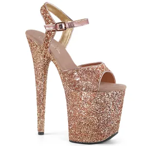 FLAMINGO-810LG Pleaser Rose Gold Glitter Sexy Platform Shoes (Pole Dancing Heels)