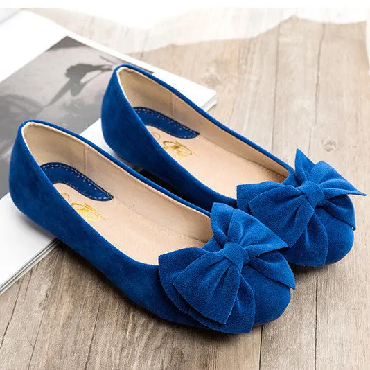 Free Shipping Bowknot Suede Comfortable Flat Shoes Sneaker