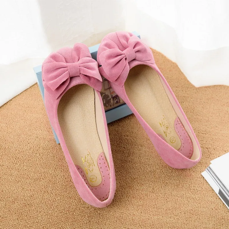 Free Shipping Bowknot Suede Comfortable Flat Shoes Sneaker