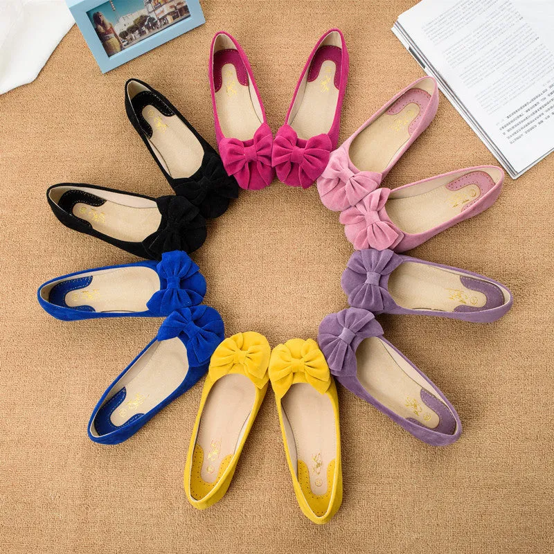 Free Shipping Bowknot Suede Comfortable Flat Shoes Sneaker