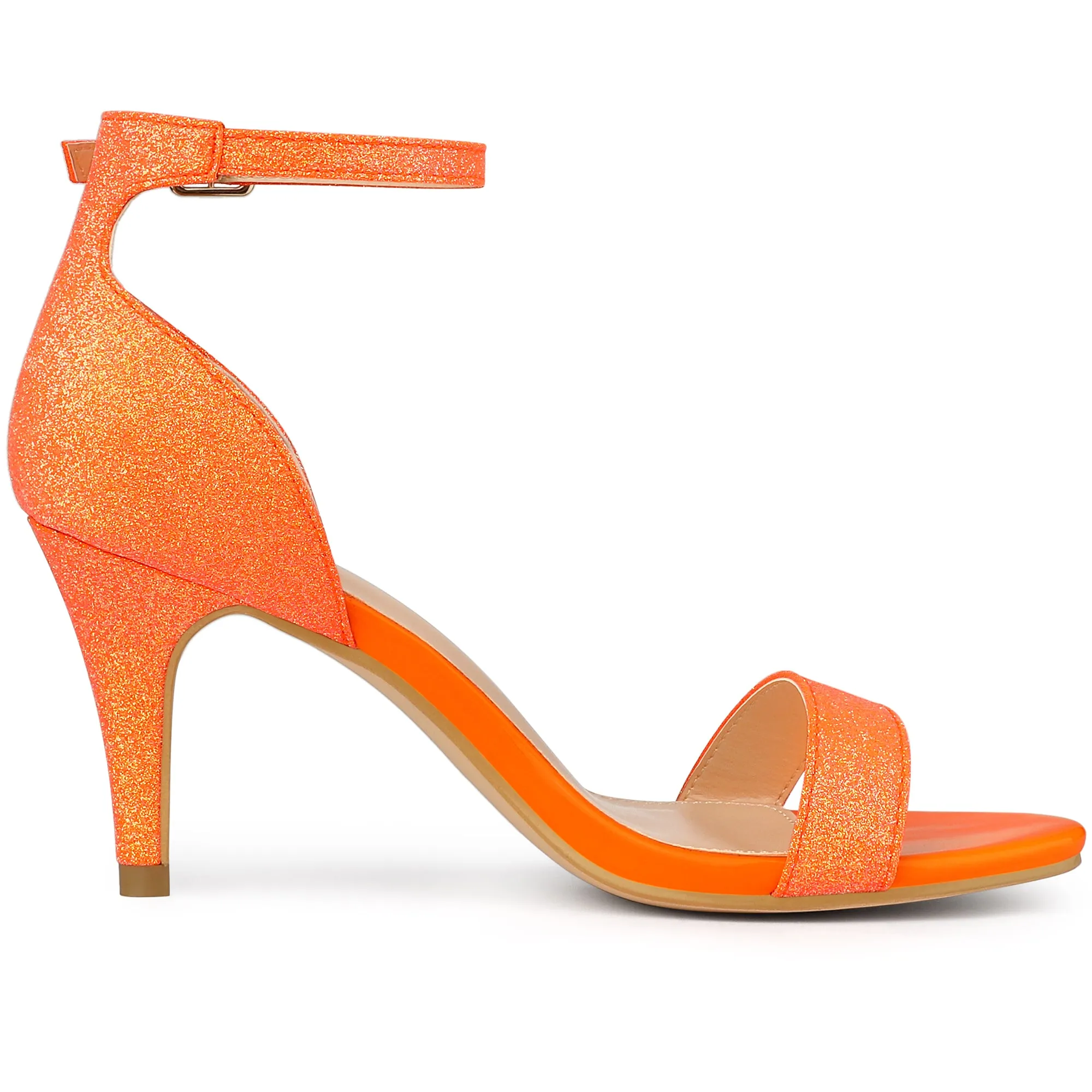 Glitter Ankle Strap Stiletto Heel Sandals