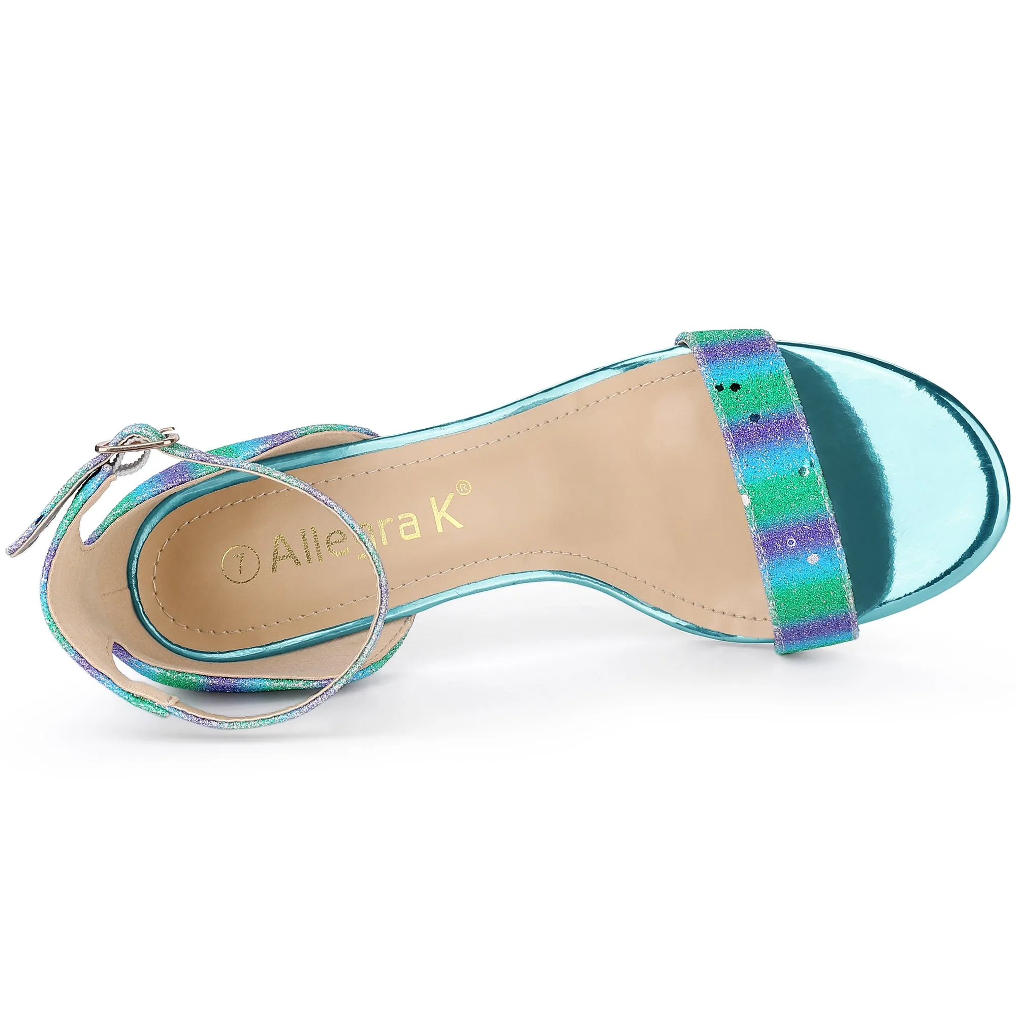 Glitter Ankle Strap Stiletto Heel Sandals