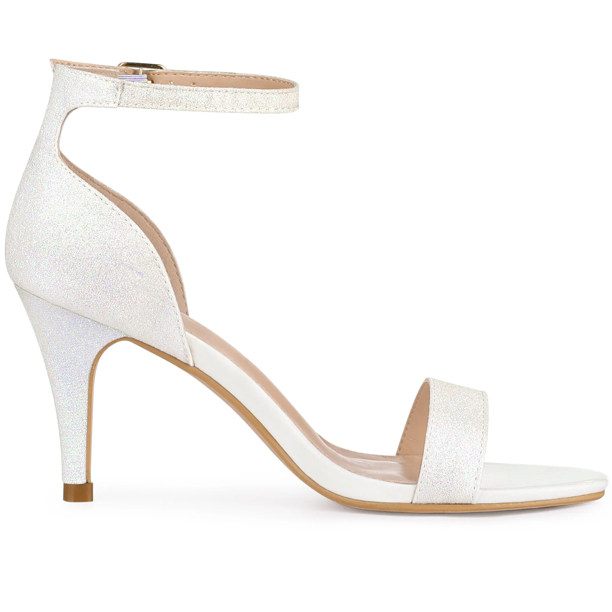 Glitter Ankle Strap Stiletto Heel Sandals