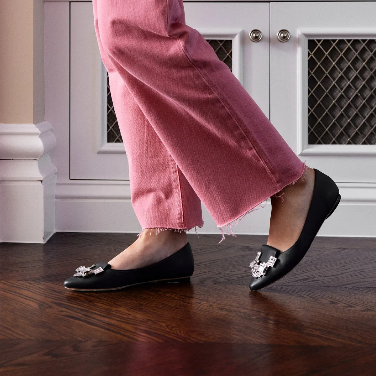 Lotus Crystal Embellished Flats