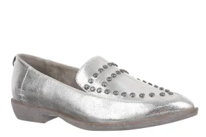 Metallic Studded Loafers in Silver