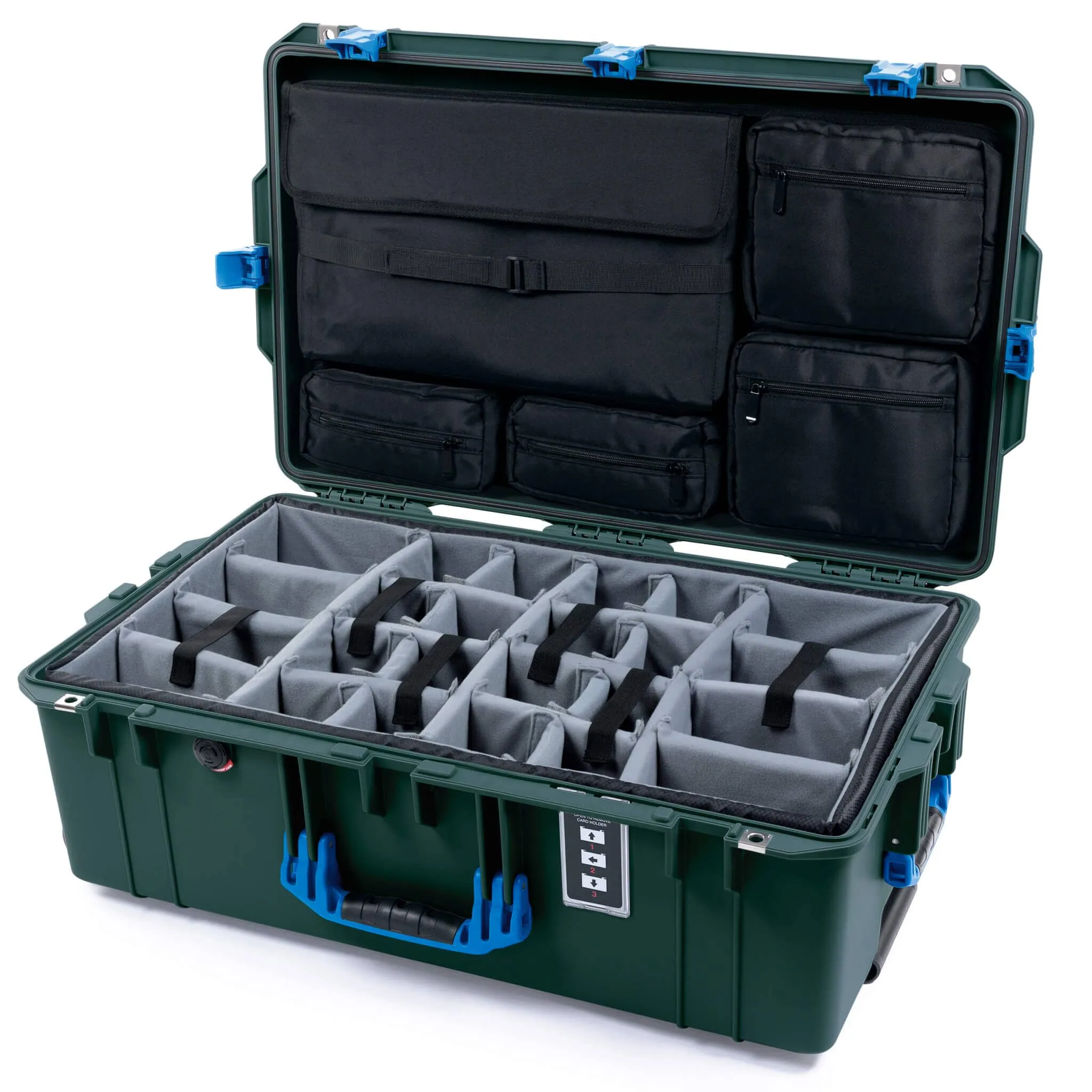 Pelican 1595 Air Case, Trekking Green with Blue Handles & Latches