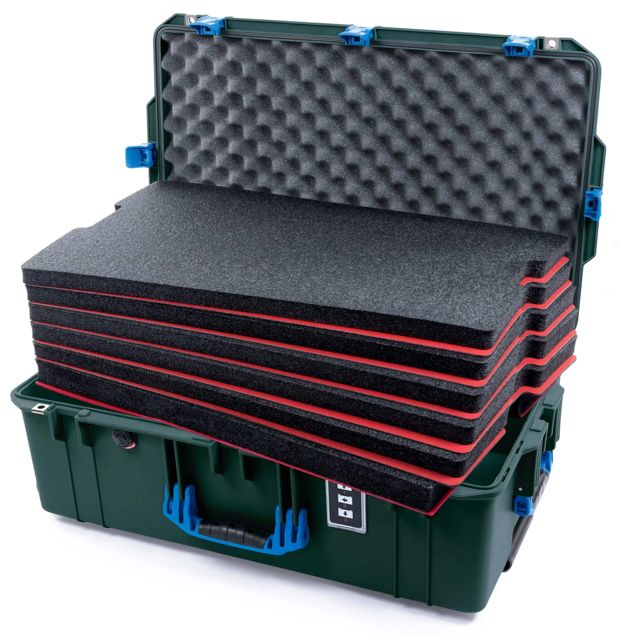 Pelican 1595 Air Case, Trekking Green with Blue Handles & Latches