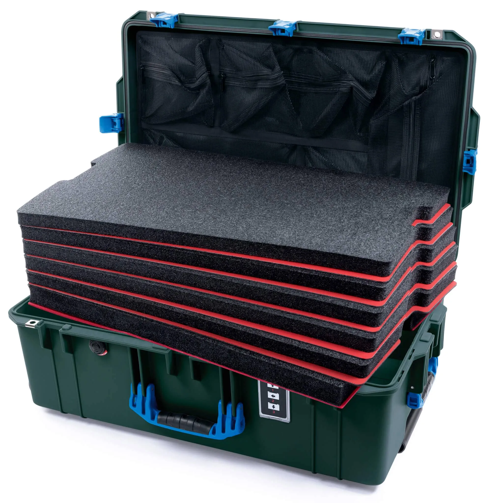 Pelican 1595 Air Case, Trekking Green with Blue Handles & Latches