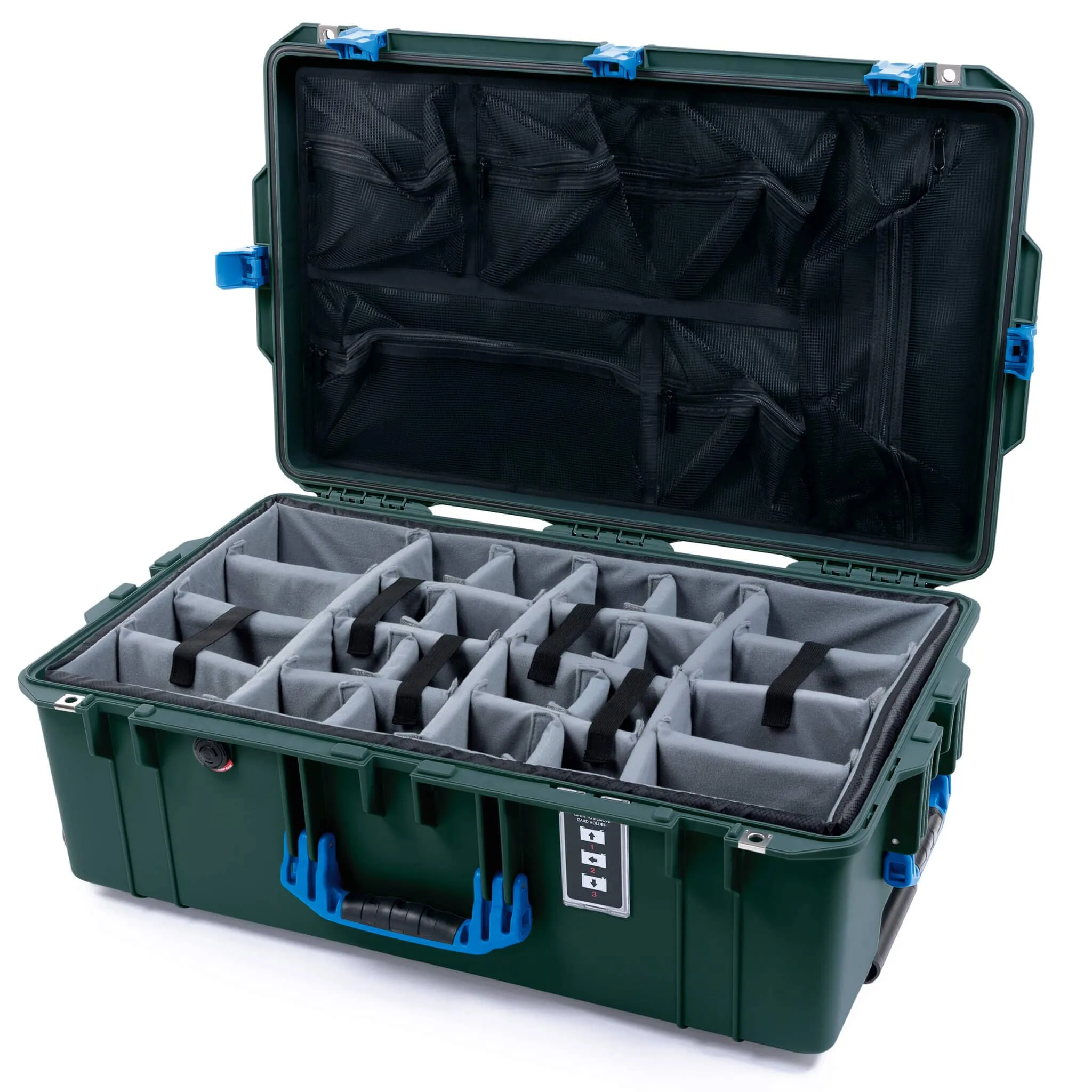 Pelican 1595 Air Case, Trekking Green with Blue Handles & Latches
