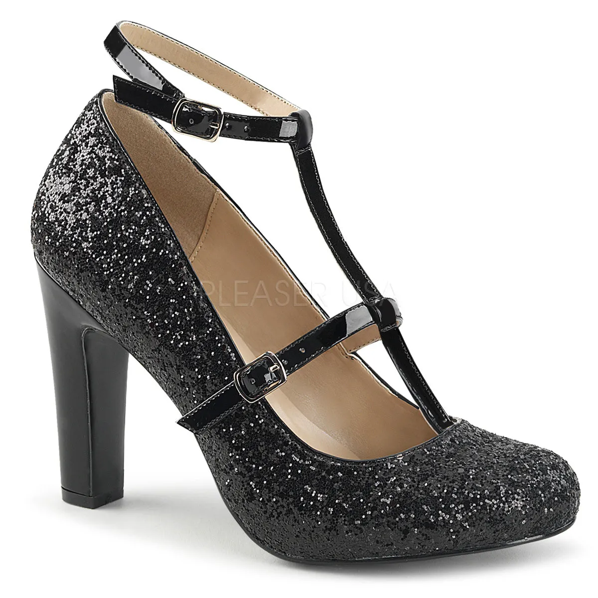 Round Toe Glitter Pump with 4-inch Heel QUEEN-01