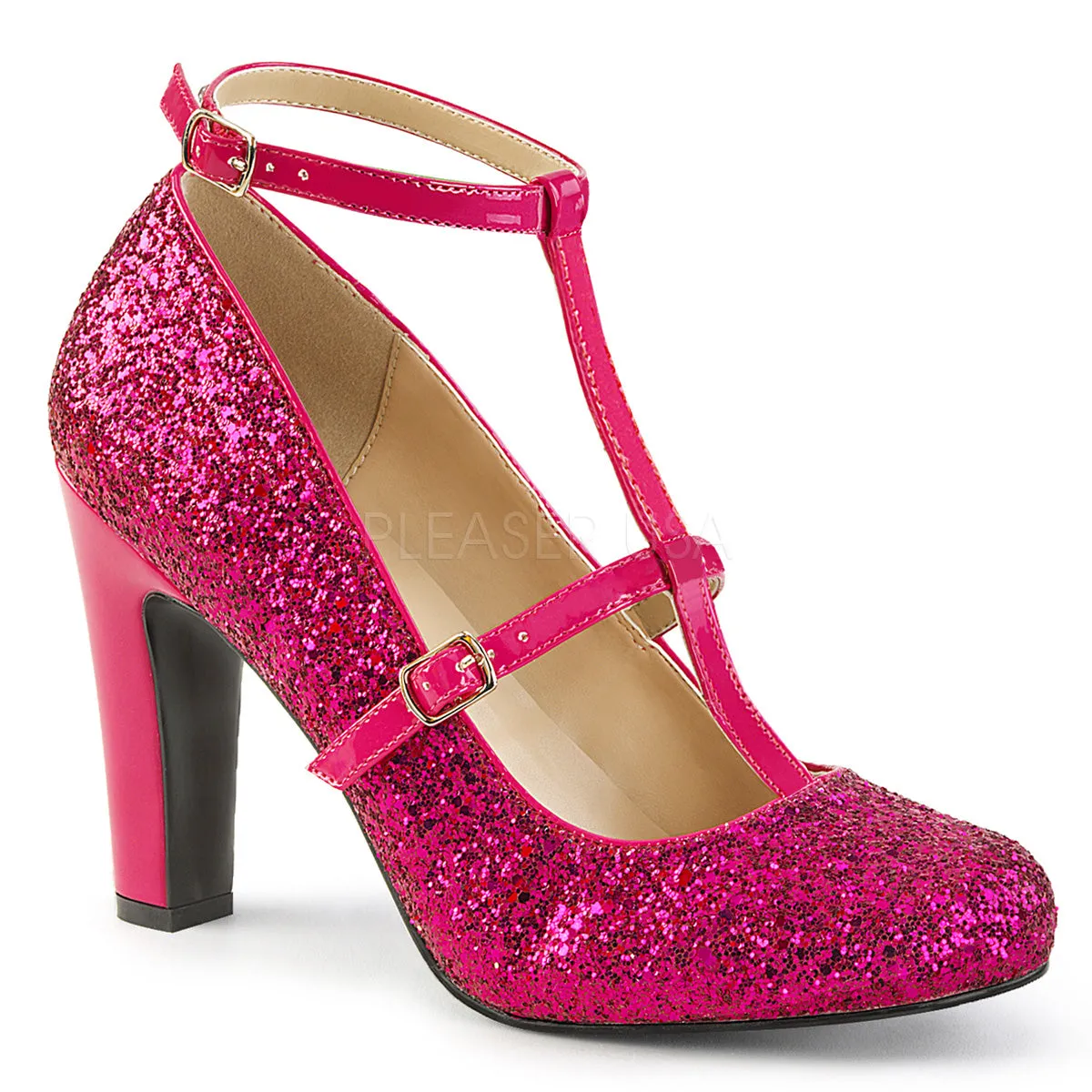 Round Toe Glitter Pump with 4-inch Heel QUEEN-01