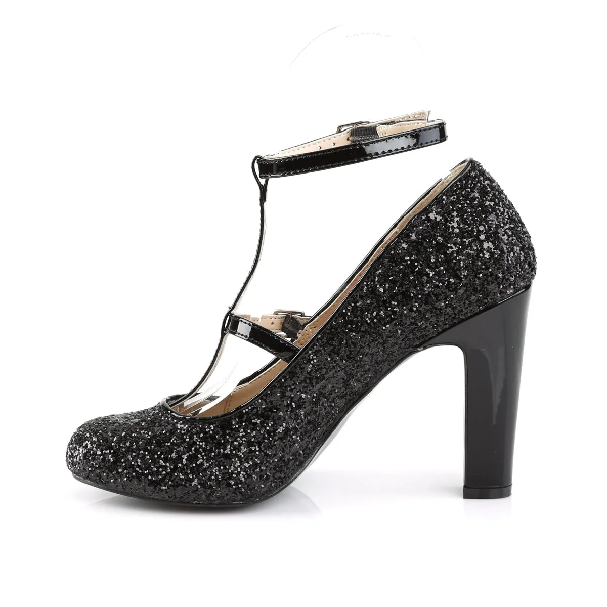 Round Toe Glitter Pump with 4-inch Heel QUEEN-01