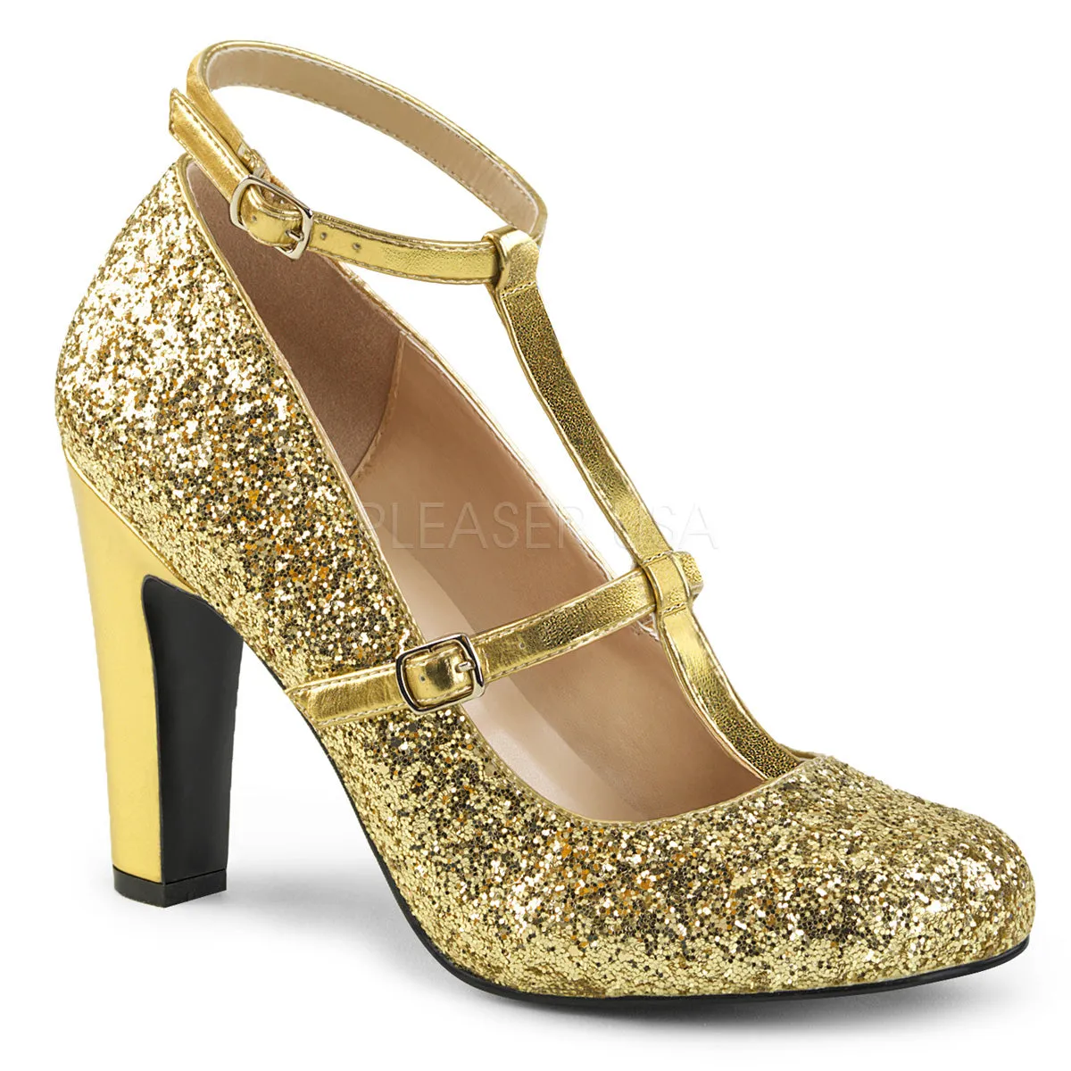 Round Toe Glitter Pump with 4-inch Heel QUEEN-01