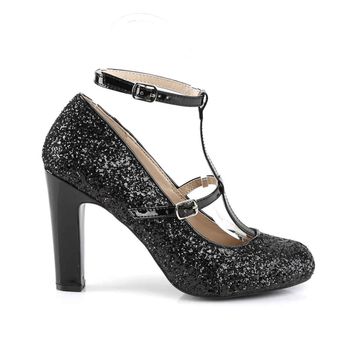Round Toe Glitter Pump with 4-inch Heel QUEEN-01