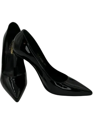Saint Laurent Black Patent Leather Pointed Toe Pumps