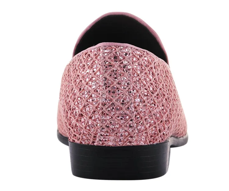 Sarlo Pink Glitter Tuxedo Slippers Women’s Vegan