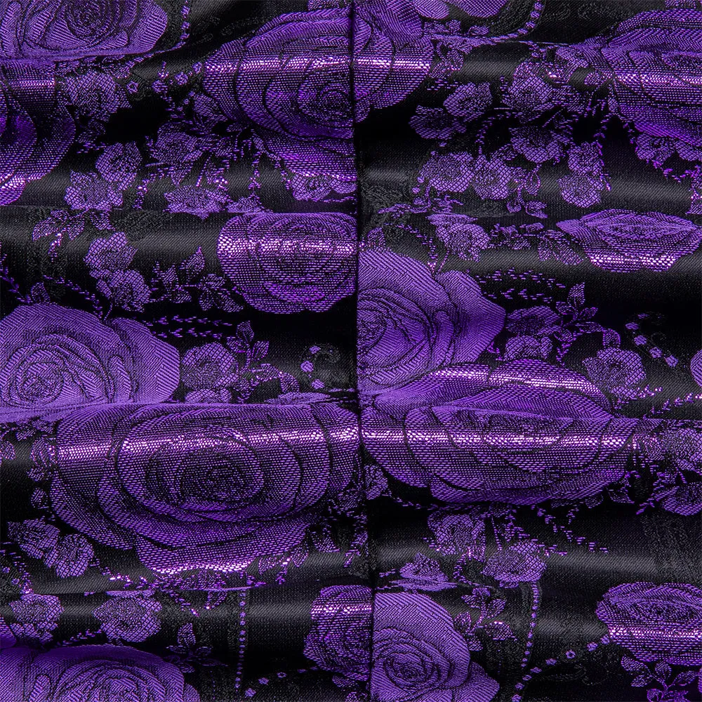 Ties2you Casual Suit Shawl Collar  Black Purple Floral Silk Slim Fit Suit For Men