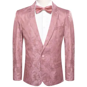 Ties2you Dress Suit for Men Rose Pink Paisley Notched Collar Silk Suit