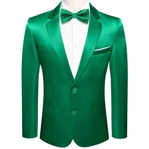 Ties2you Men's Suit Emerald Green Satin Notched Collar Suit Jacket Slim Blazer